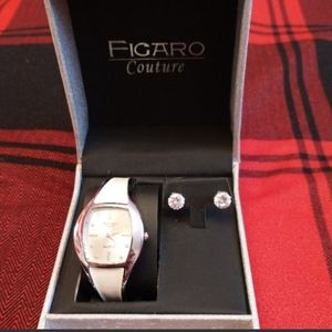 Set watch and diamond earrings